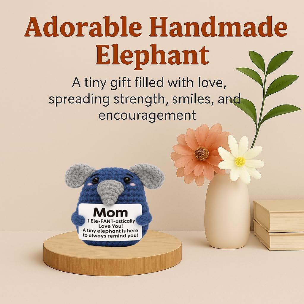 Handmade Crochet Elephant Emotional Support Gift for Couples Anniversary Birthday Valentine Gift for Him Her
