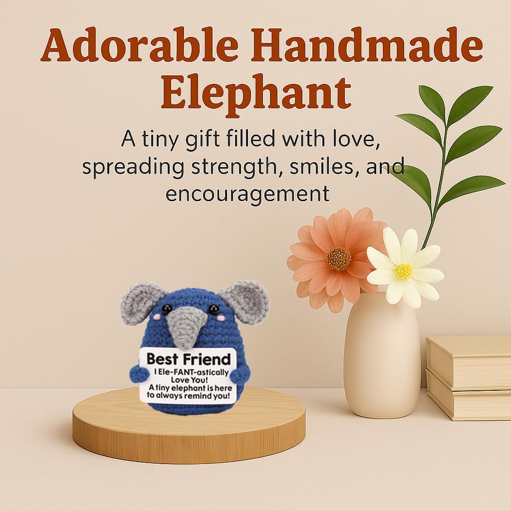 Handmade Crochet Elephant Emotional Support Gift for Couples Anniversary Birthday Valentine Gift for Him Her
