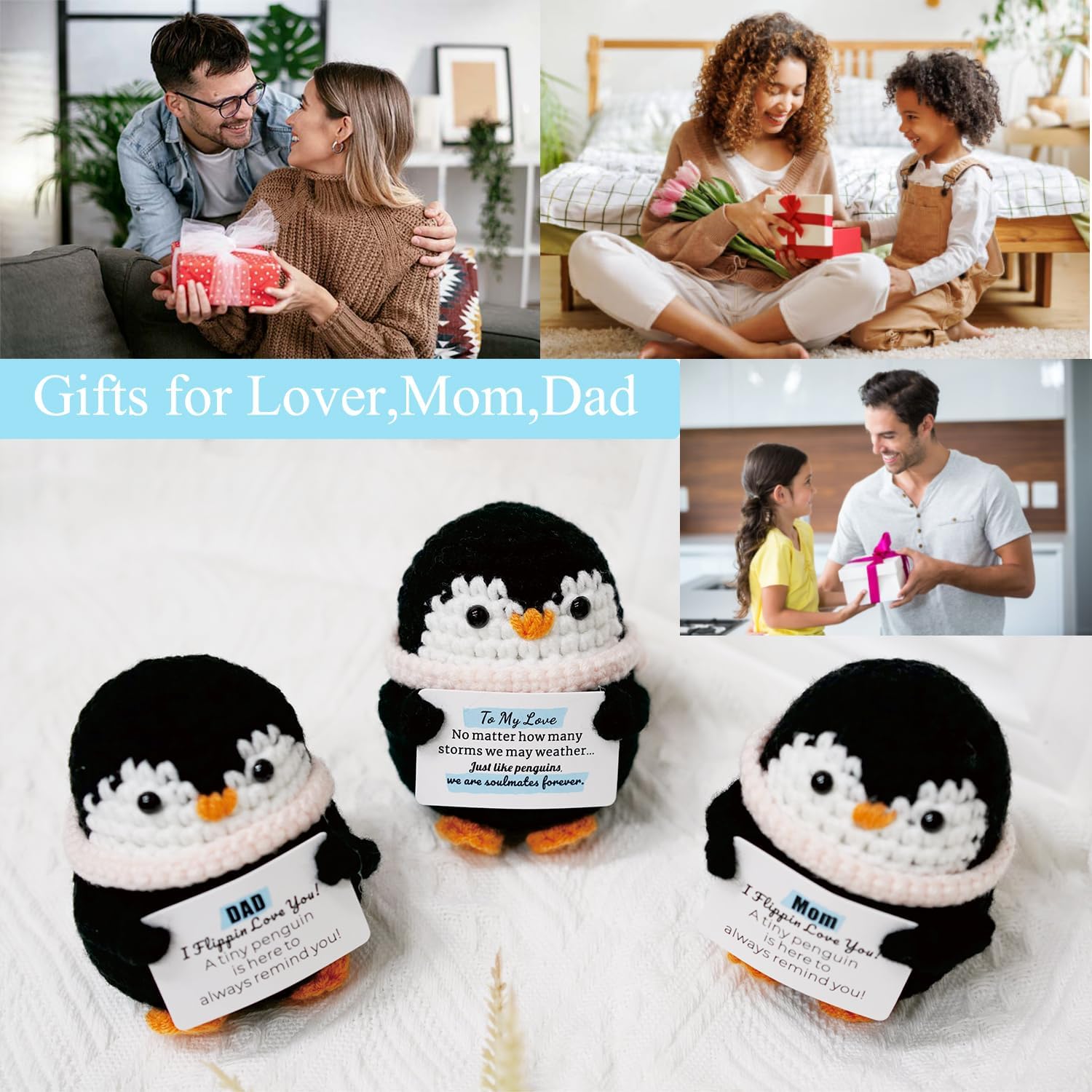 Crochet Penguin Romantic Gift for Couples Long Distance Anniversary Birthday I Love You Gift for Him Her