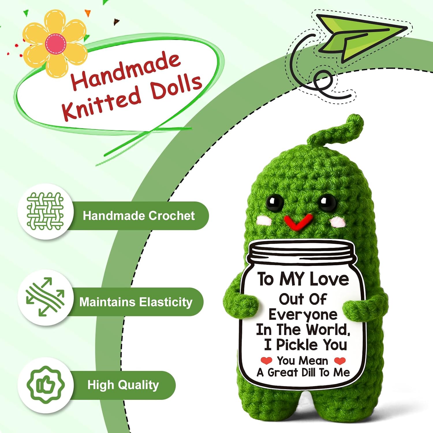 Handmade Crochet Pickle Romantic Gift for Couples Anniversary Birthday Wedding I Love You Gift for Him Her