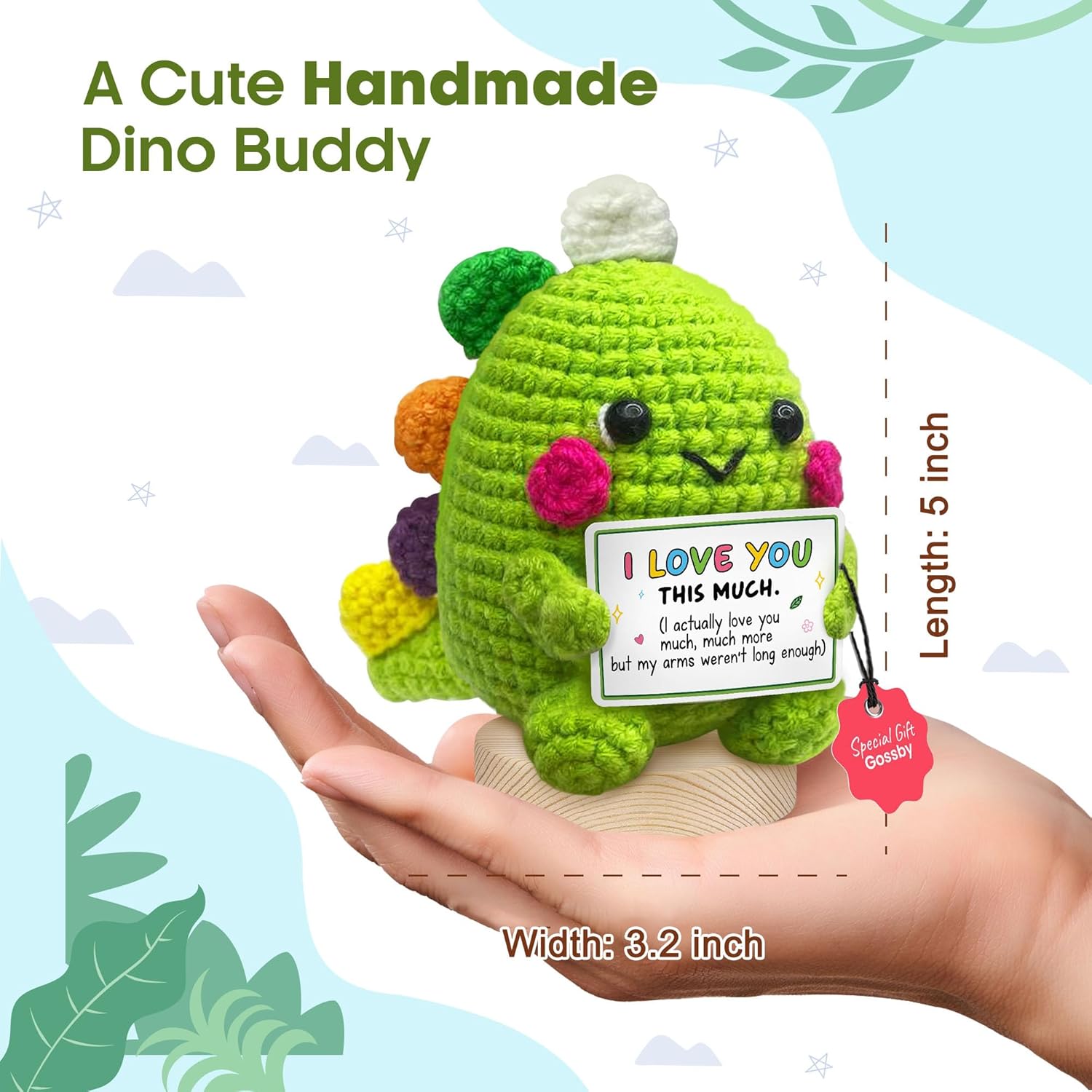 Handmade Crochet Dinosaur Gift for Couples Romantic Valentine Anniversary Birthday I Love You Gift for Him Her