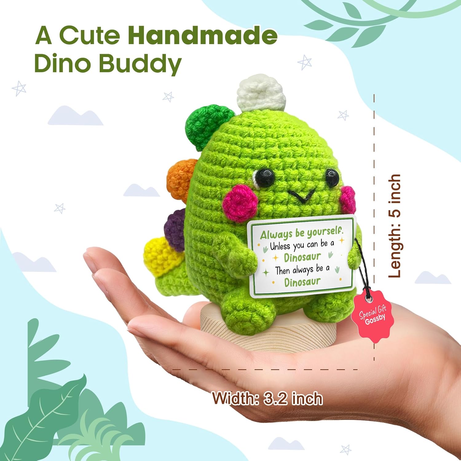Handmade Crochet Dinosaur Gift for Couples Romantic Valentine Anniversary Birthday I Love You Gift for Him Her