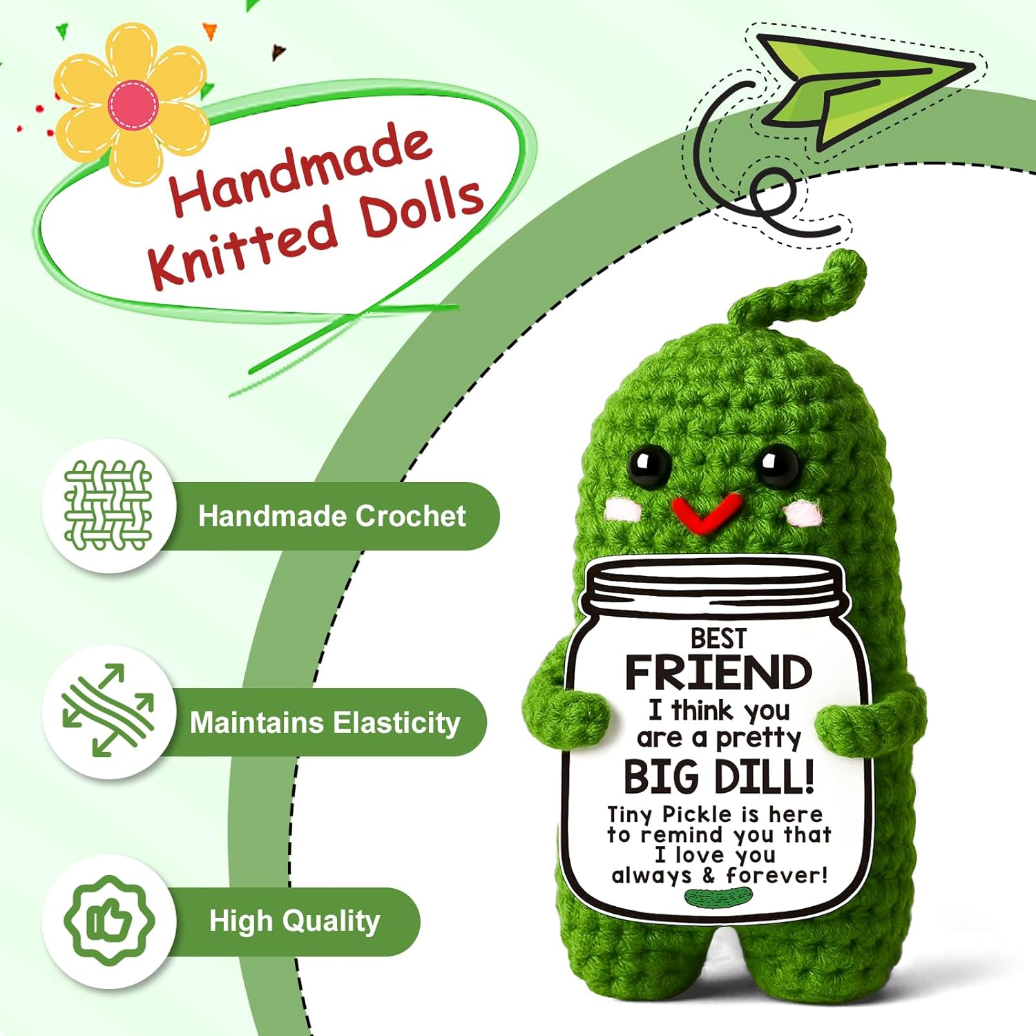 Handmade Crochet Pickle Romantic Gift for Couples Anniversary Birthday Wedding I Love You Gift for Him Her