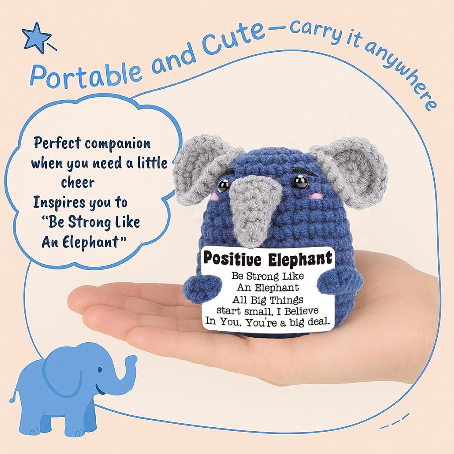 Handmade Crochet Elephant Emotional Support Gift for Couples Anniversary Birthday Valentine Gift for Him Her