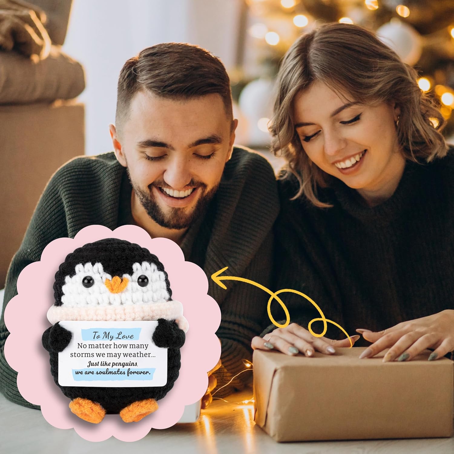 Crochet Penguin Romantic Gift for Couples Long Distance Anniversary Birthday I Love You Gift for Him Her