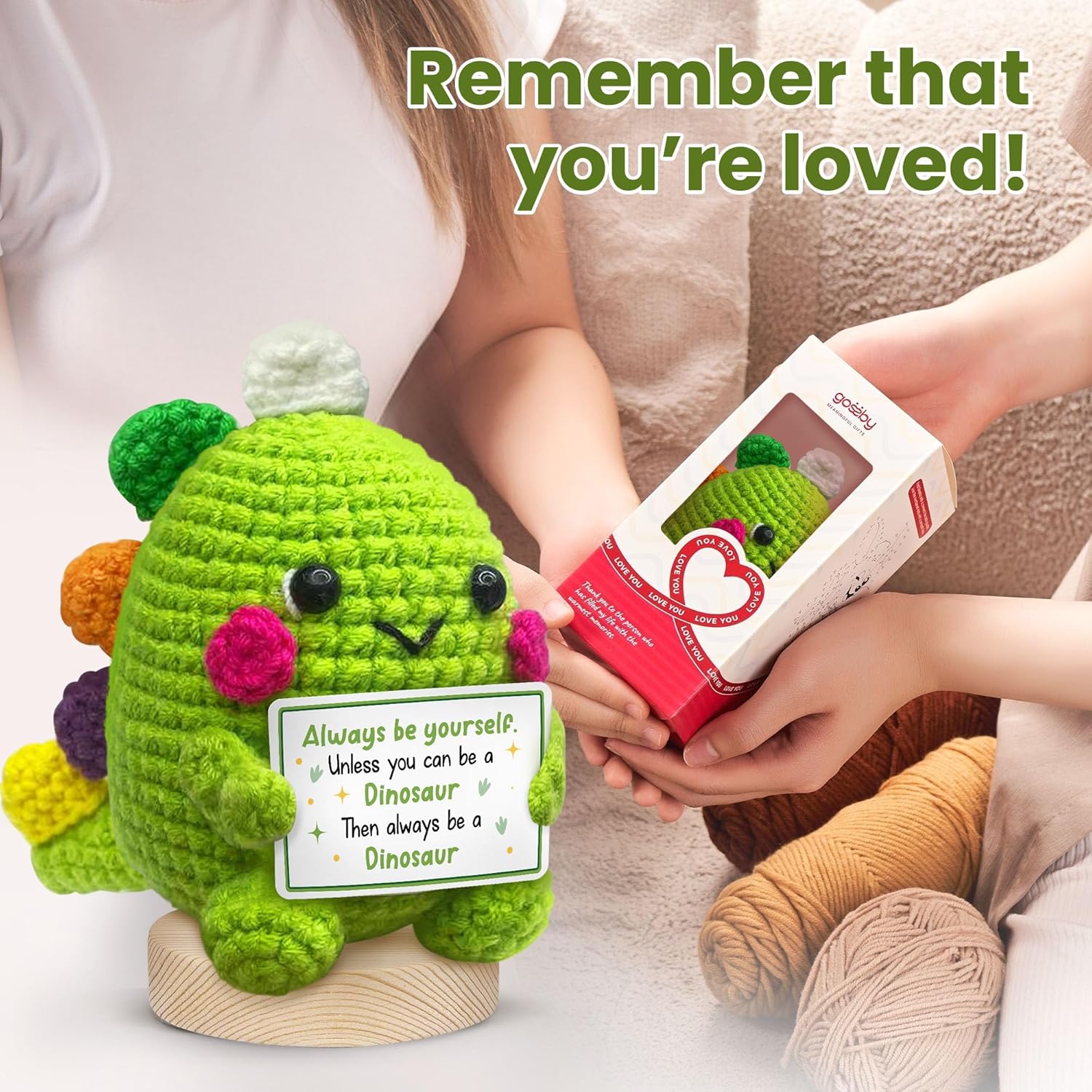 Handmade Crochet Dinosaur Gift for Couples Romantic Valentine Anniversary Birthday I Love You Gift for Him Her
