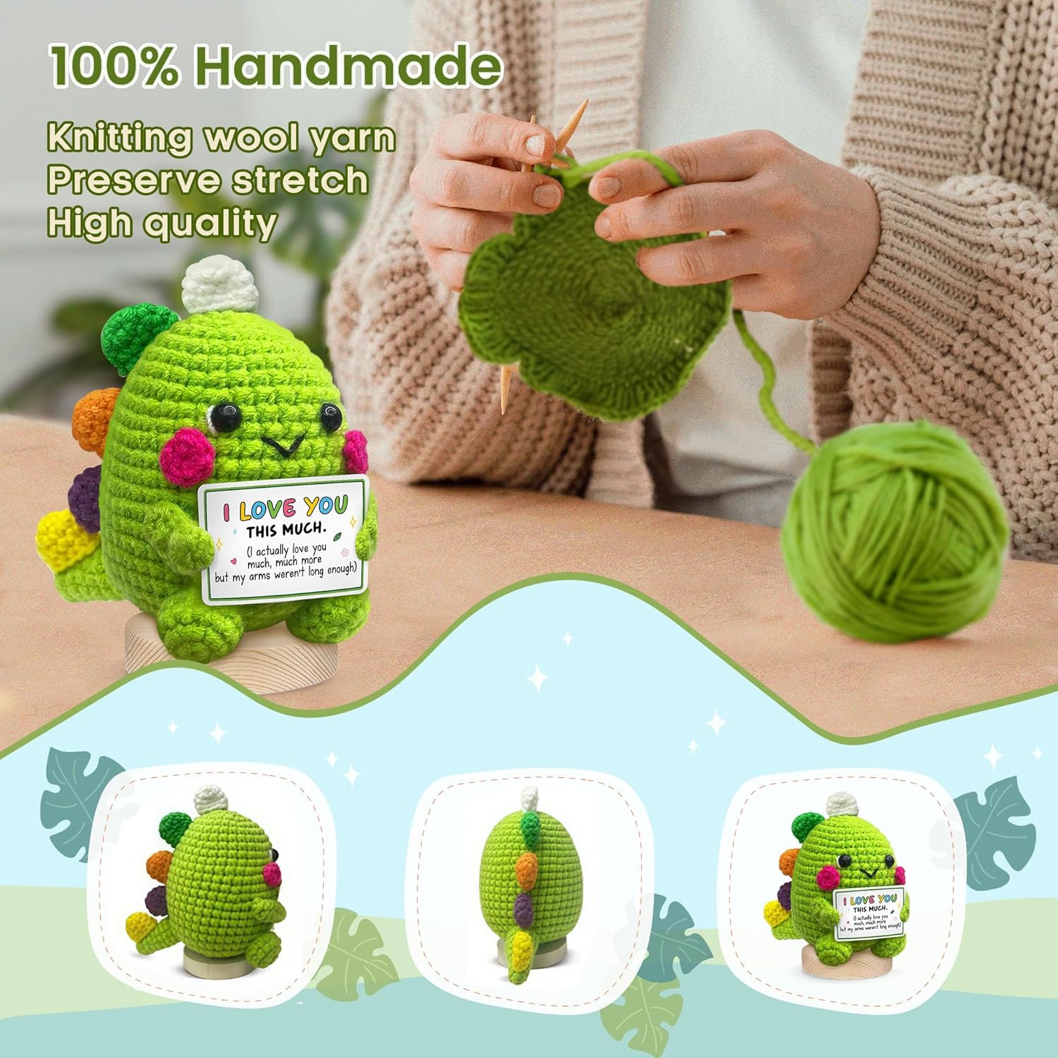 Handmade Crochet Dinosaur Gift for Couples Romantic Valentine Anniversary Birthday I Love You Gift for Him Her