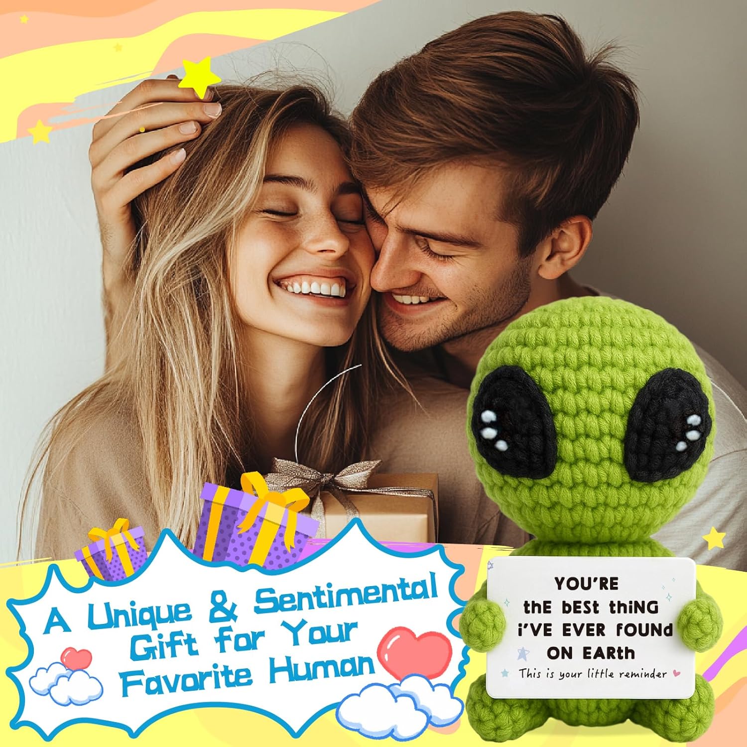 Crochet Alien Gift for Couples Funny Romantic Valentine Birthday Gift for Him Her Partner