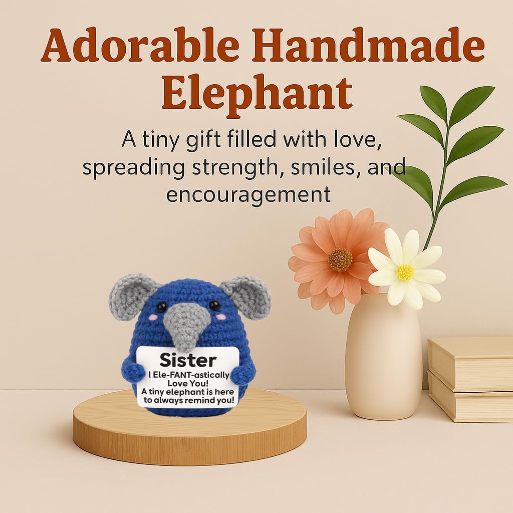 Handmade Crochet Elephant Emotional Support Gift for Couples Anniversary Birthday Valentine Gift for Him Her