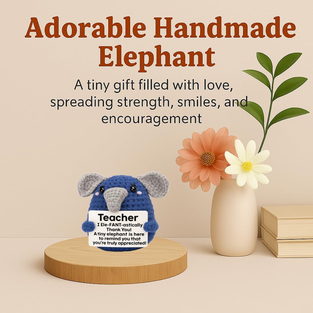 Handmade Crochet Elephant Emotional Support Gift for Couples Anniversary Birthday Valentine Gift for Him Her