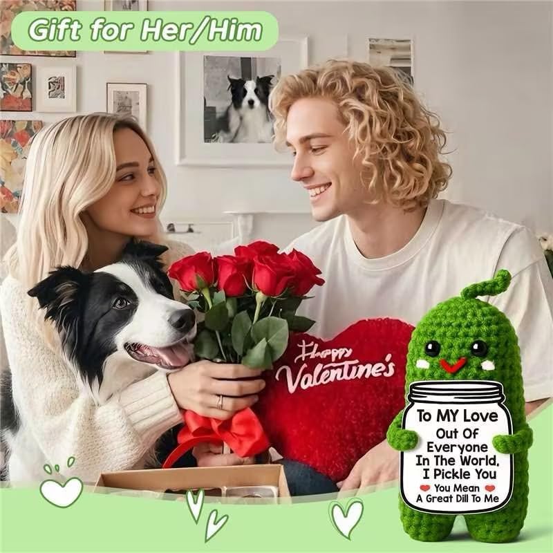 Handmade Crochet Pickle Romantic Gift for Couples Anniversary Birthday Wedding I Love You Gift for Him Her