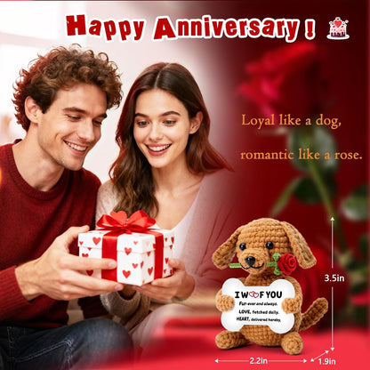 Romantic Cute Dog Rose Gift for Couples Valentine Birthday Wedding Mother’s Day Gift for Him Her