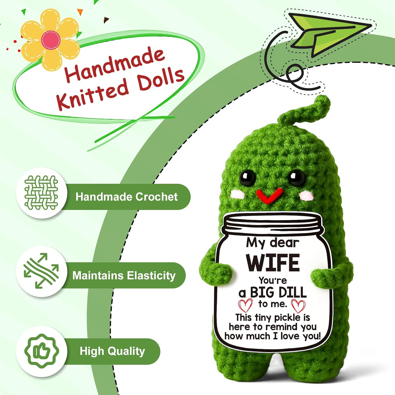 Handmade Crochet Pickle Romantic Gift for Couples Anniversary Birthday Wedding I Love You Gift for Him Her