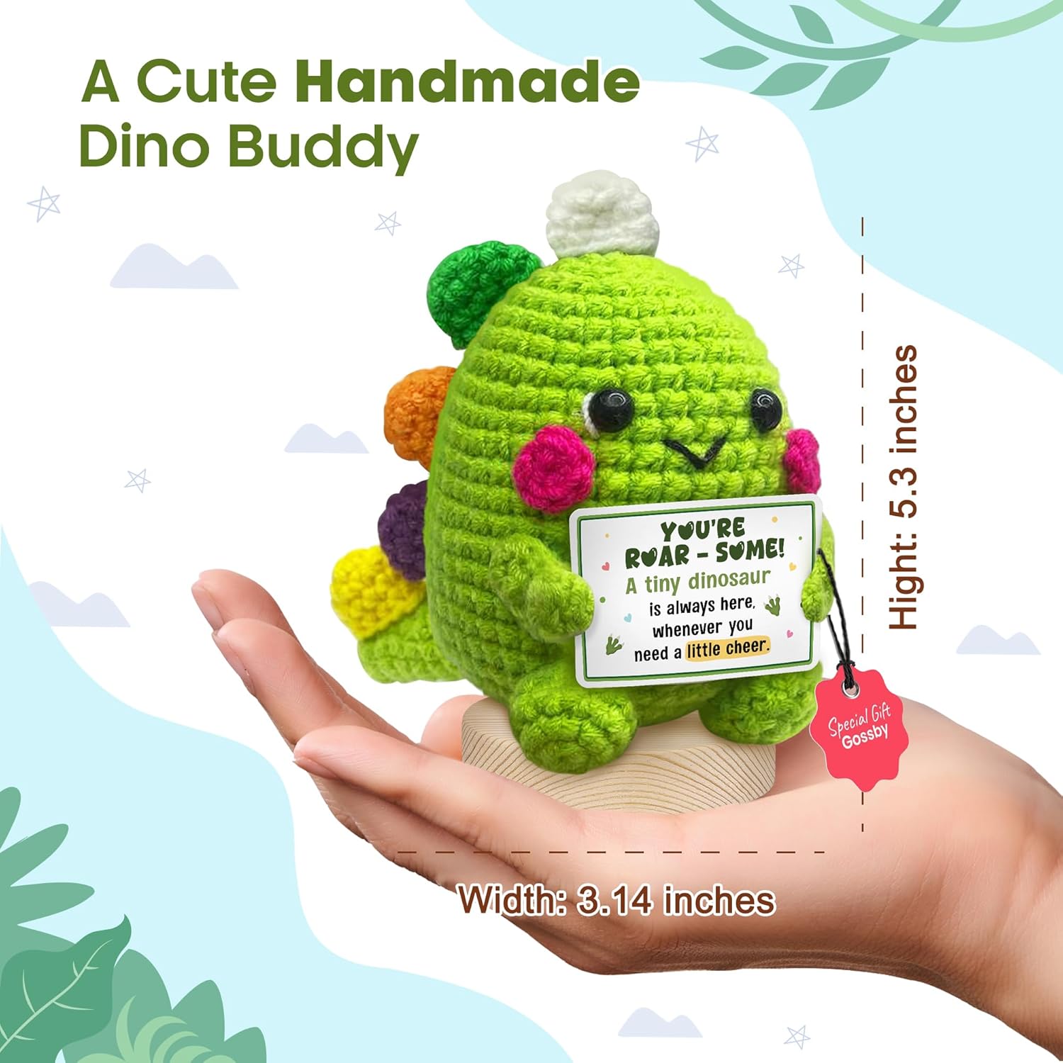 Handmade Crochet Dinosaur Gift for Couples Romantic Valentine Anniversary Birthday I Love You Gift for Him Her