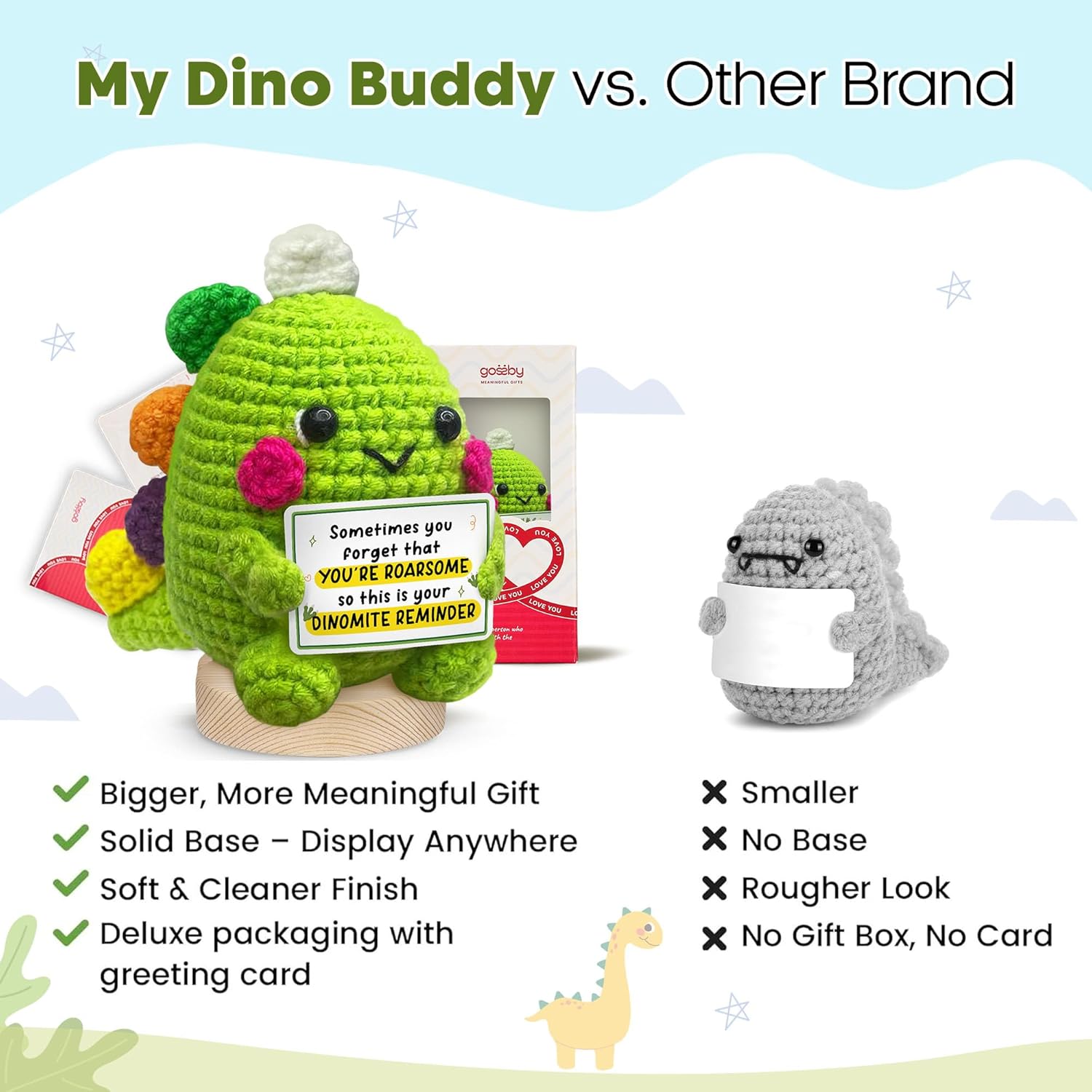 Handmade Crochet Dinosaur Gift for Couples Romantic Valentine Anniversary Birthday I Love You Gift for Him Her