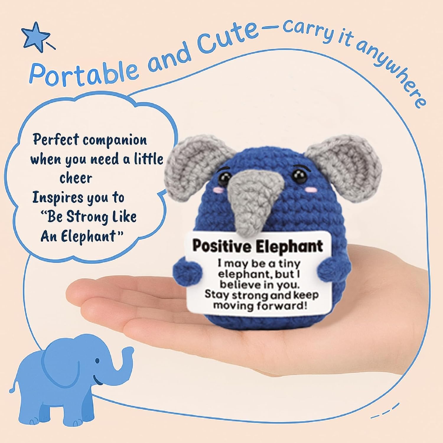 Handmade Crochet Elephant Emotional Support Gift for Couples Anniversary Birthday Valentine Gift for Him Her