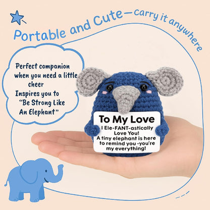 Handmade Crochet Elephant Emotional Support Gift for Couples Anniversary Birthday Valentine Gift for Him Her
