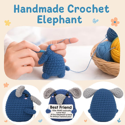 Handmade Crochet Elephant Emotional Support Gift for Couples Anniversary Birthday Valentine Gift for Him Her