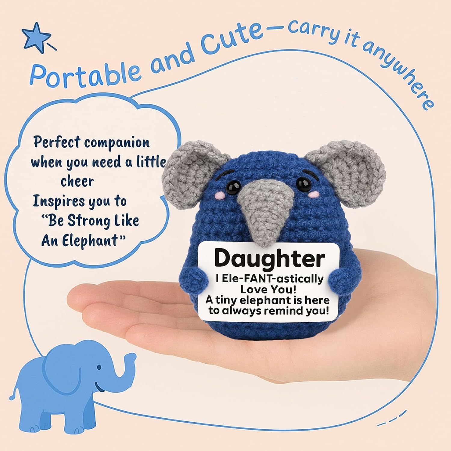 Handmade Crochet Elephant Emotional Support Gift for Couples Anniversary Birthday Valentine Gift for Him Her