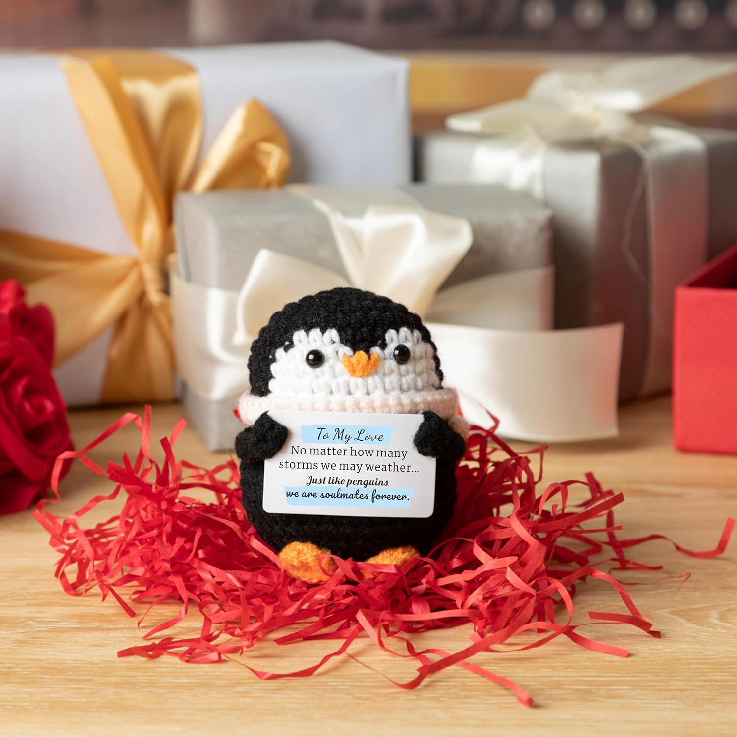 Crochet Penguin Romantic Gift for Couples Long Distance Anniversary Birthday I Love You Gift for Him Her