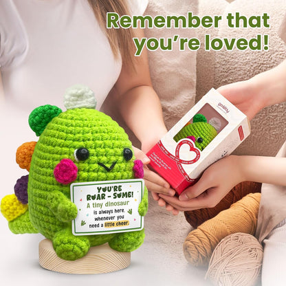 Handmade Crochet Dinosaur Gift for Couples Romantic Valentine Anniversary Birthday I Love You Gift for Him Her