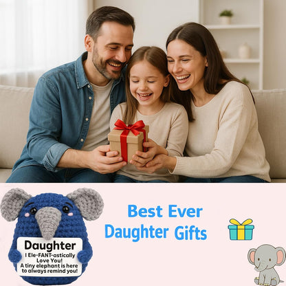 Handmade Crochet Elephant Emotional Support Gift for Couples Anniversary Birthday Valentine Gift for Him Her