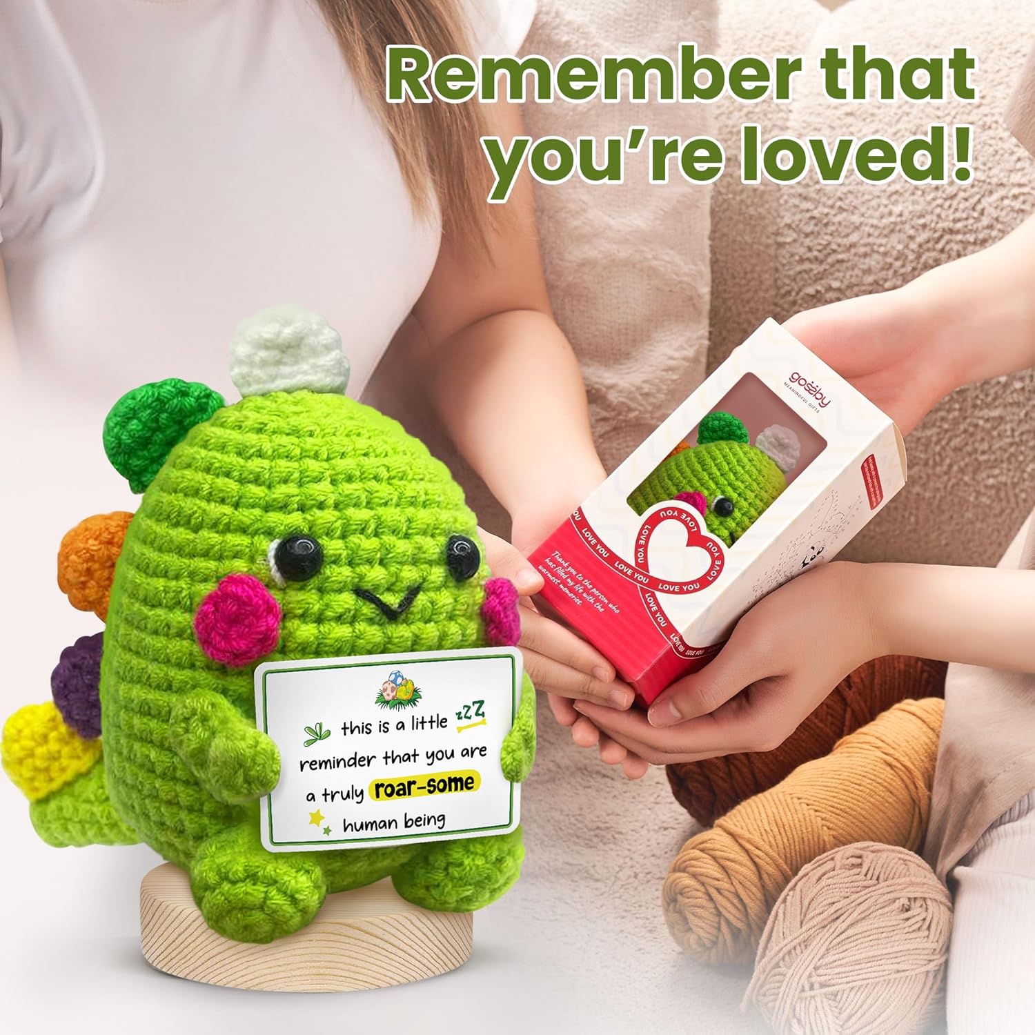 Handmade Crochet Dinosaur Gift for Couples Romantic Valentine Anniversary Birthday I Love You Gift for Him Her