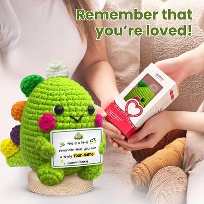 Handmade Crochet Dinosaur Gift for Couples Romantic Valentine Anniversary Birthday I Love You Gift for Him Her
