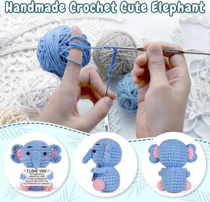 Handmade Crochet Elephant Romantic Gift for Couples Anniversary Birthday Wedding I Love You Gift for Him Her